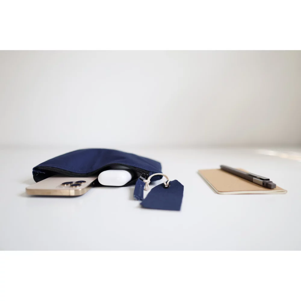 Avery Cotton Zippered Pouch - Navy Blue