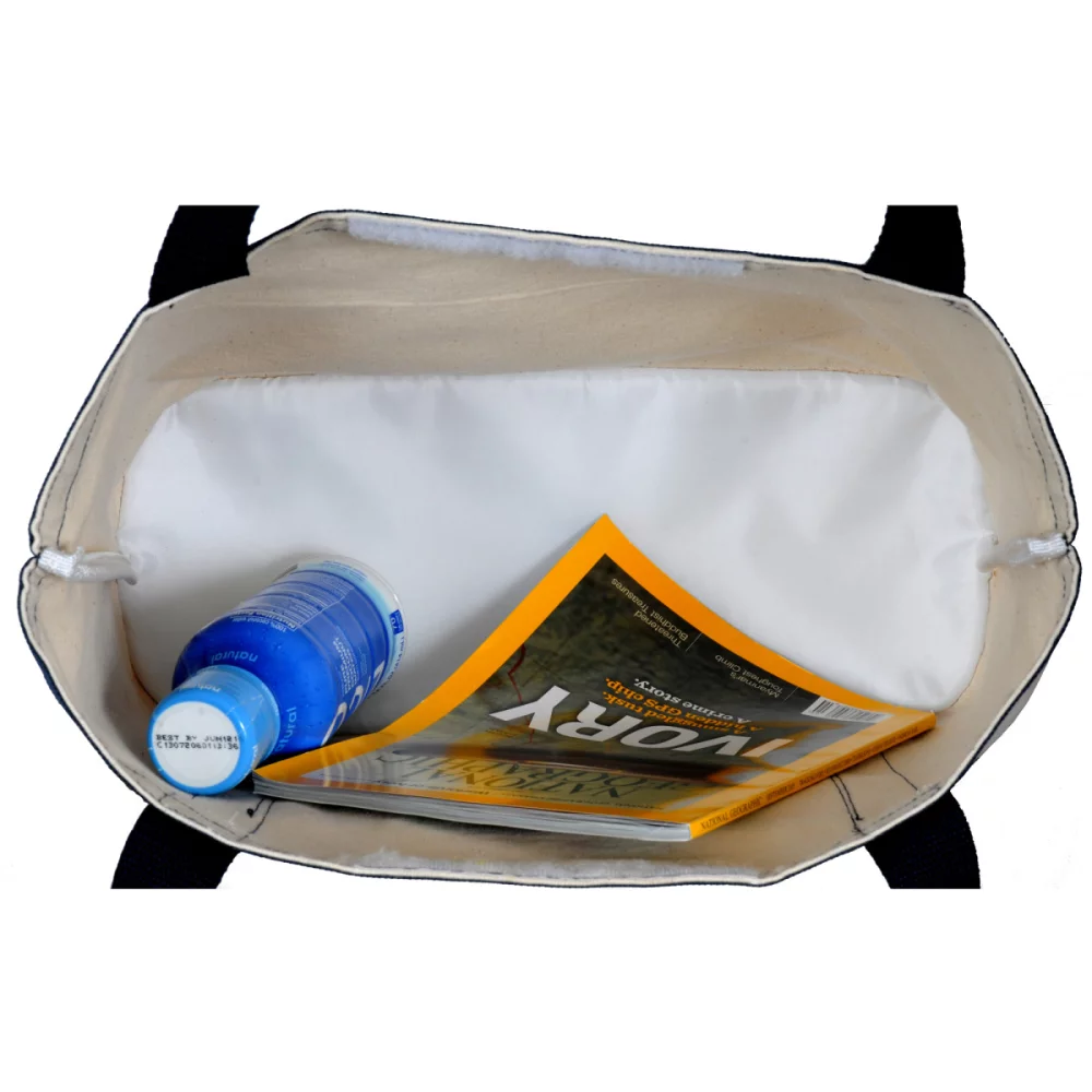 Coastal Cotton Insulated Tote - Navy Blue-Natural
