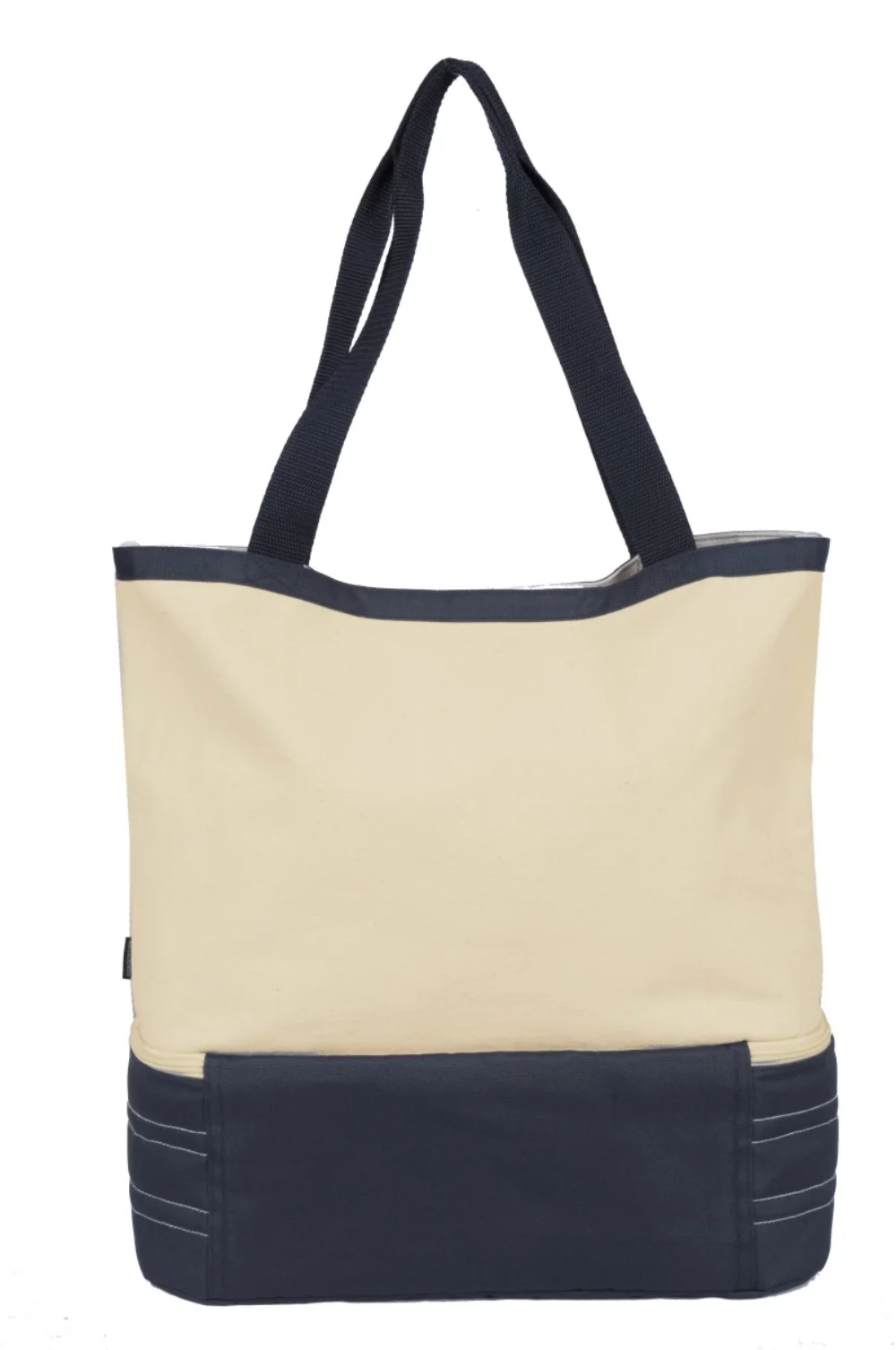Coastal Cotton Insulated Tote - Navy Blue-Natural