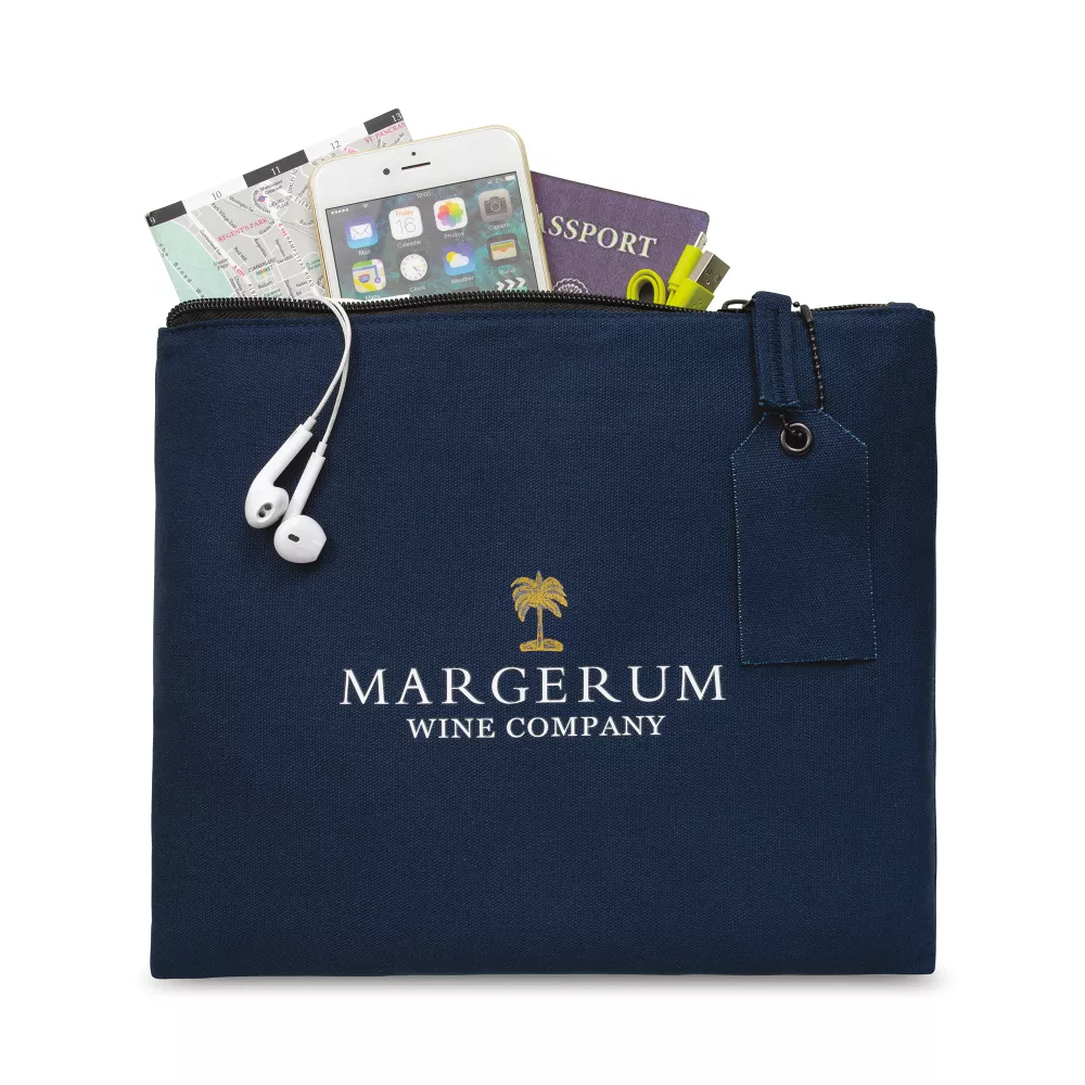 Avery Large Cotton Zippered Pouch - Navy