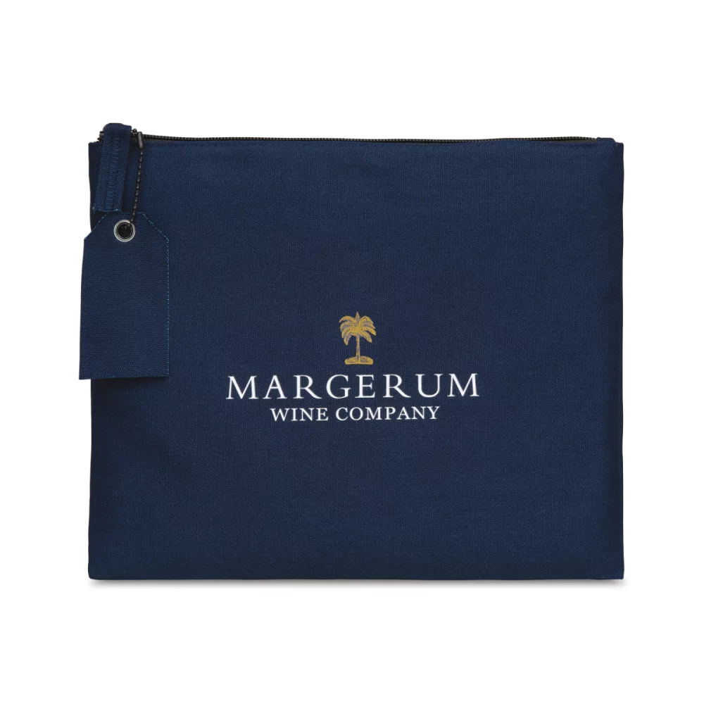 Avery Large Cotton Zippered Pouch - Navy