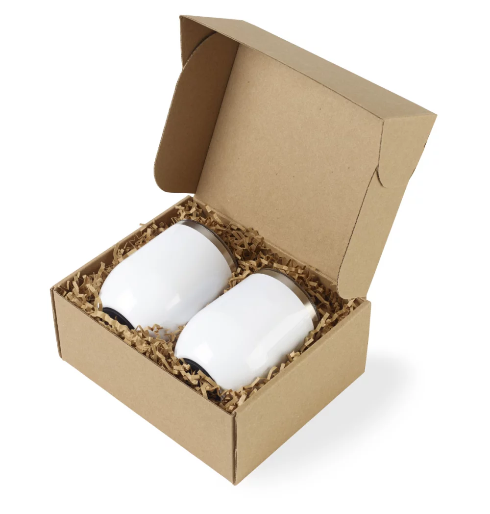 Ensemble-cadeau de verres à vin sans pied CORKCICLE® - Blanc brillant