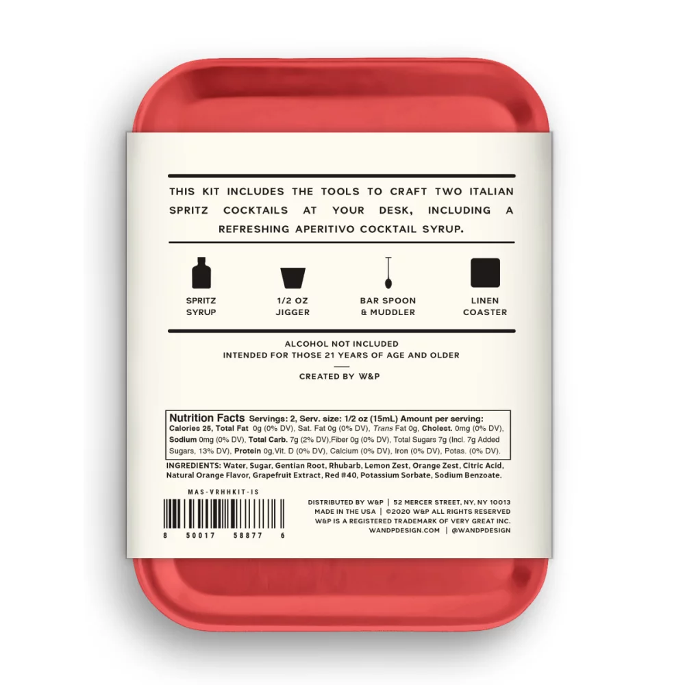 Kit de cocktail pour l'heure du happy hour virtuel W&P - Spritz italien - Rouge