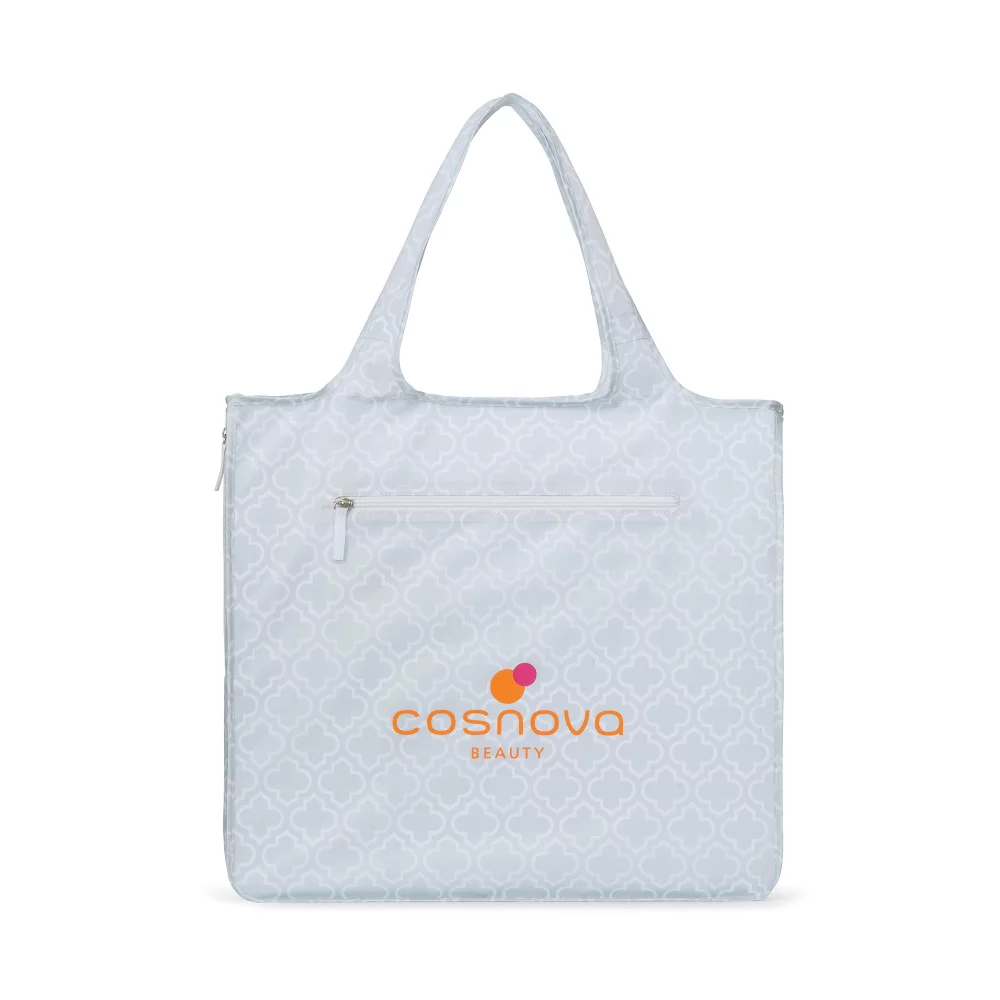 Riley Large Patterned Tote - Light Grey Moroccan Pattern