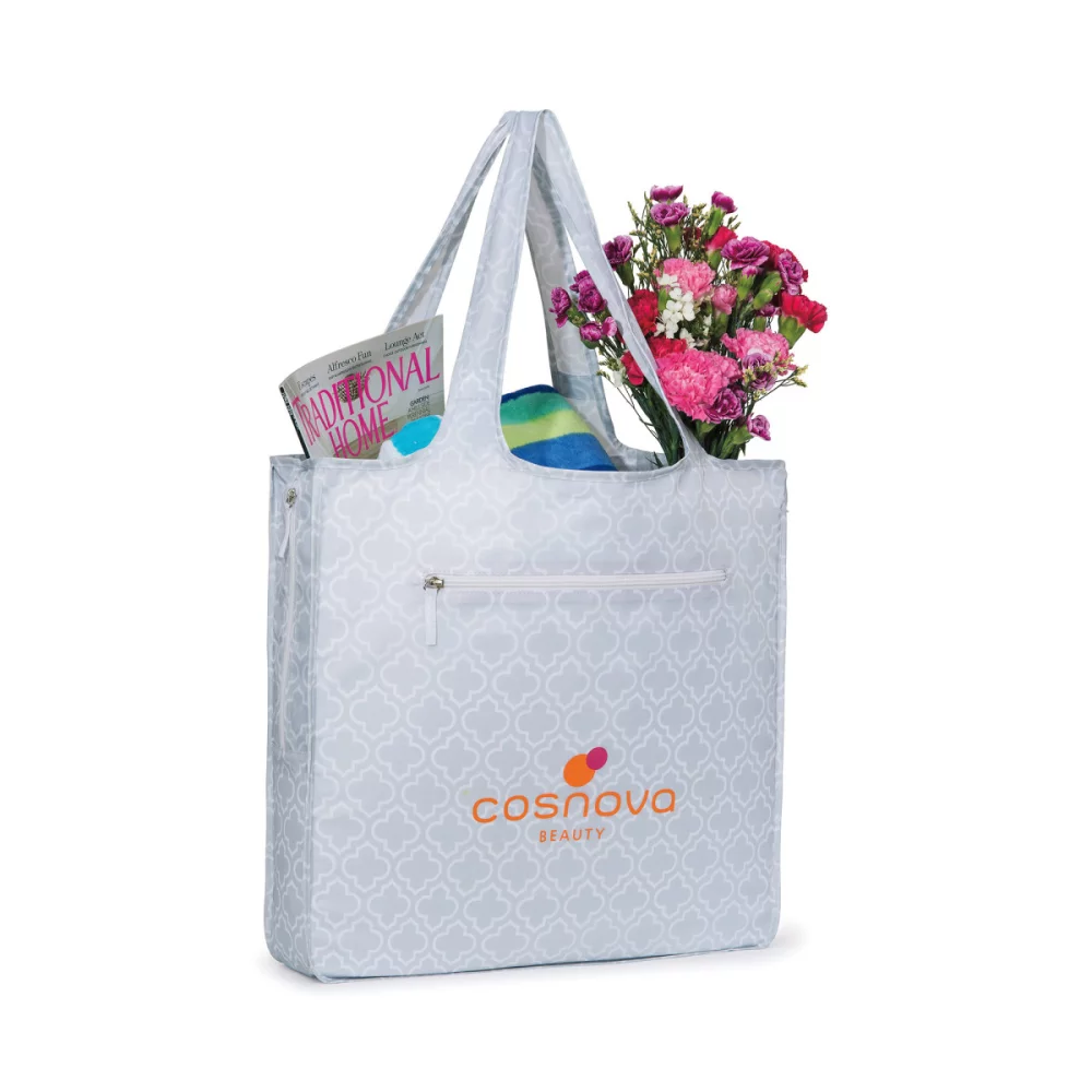 Riley Large Patterned Tote - Light Grey Moroccan Pattern