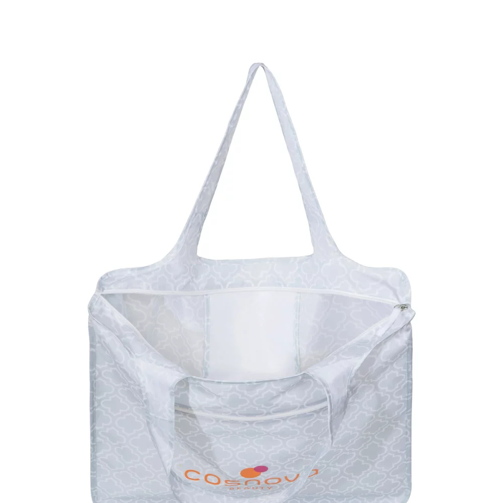 Riley Large Patterned Tote - Light Grey Moroccan Pattern
