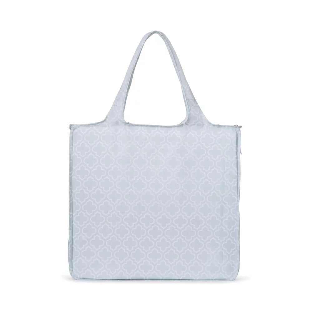 Riley Large Patterned Tote - Light Grey Moroccan Pattern