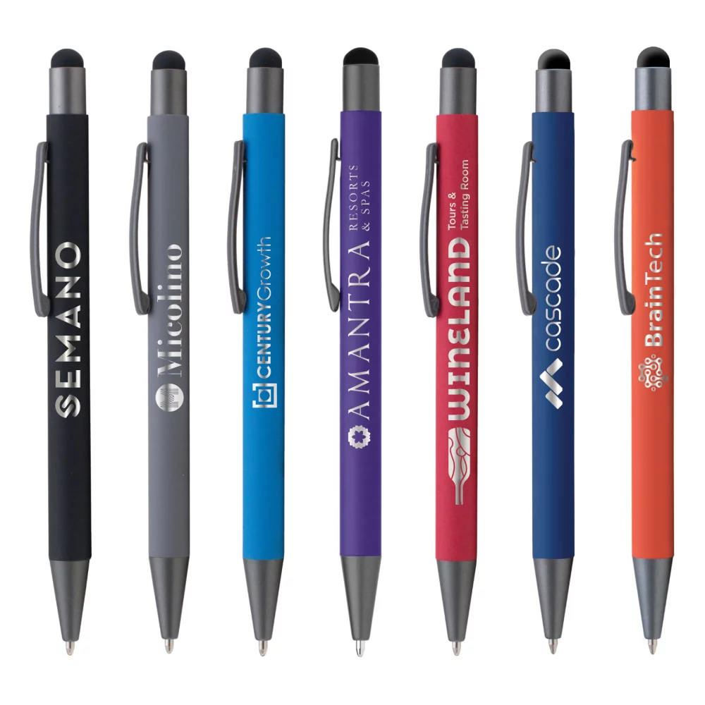 Bowie Softy avec stylet - Gravure laser - Stylo en métal