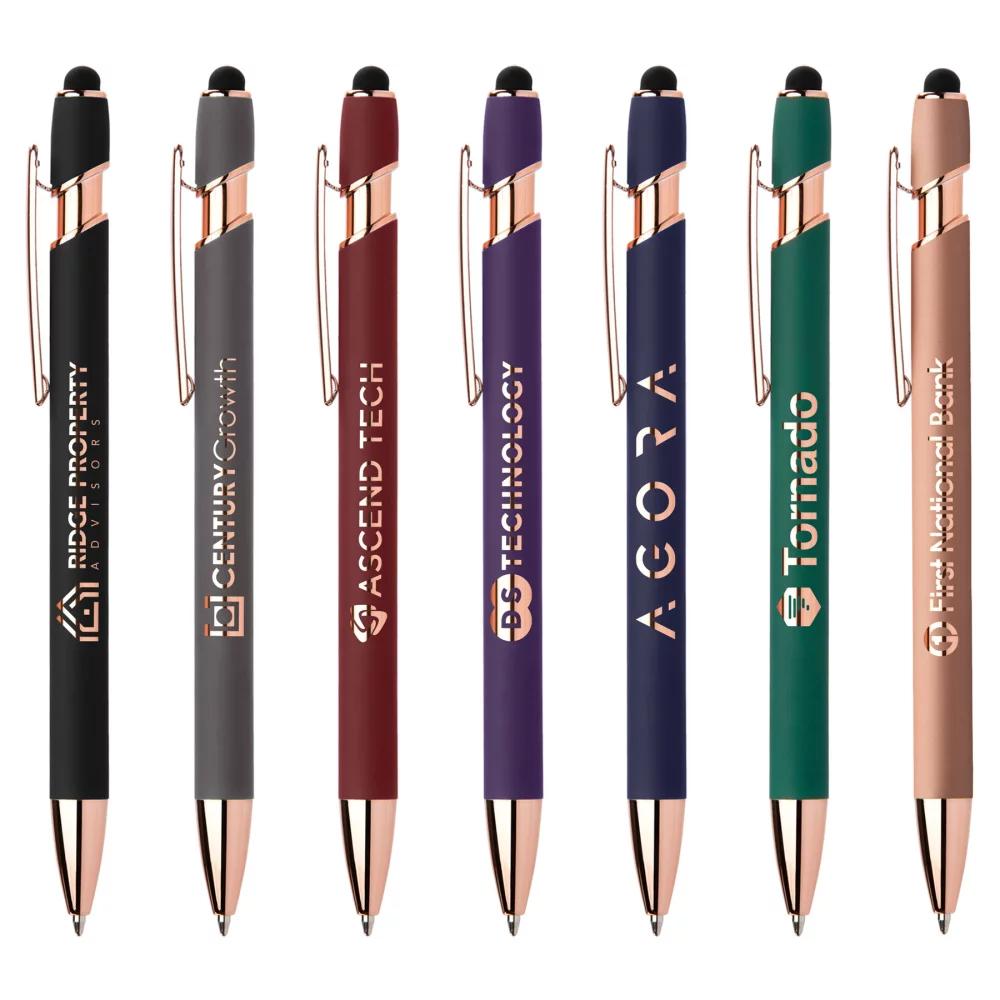 Stylo classique Ellipse Softy Rose Gold avec stylet et miroir laser.