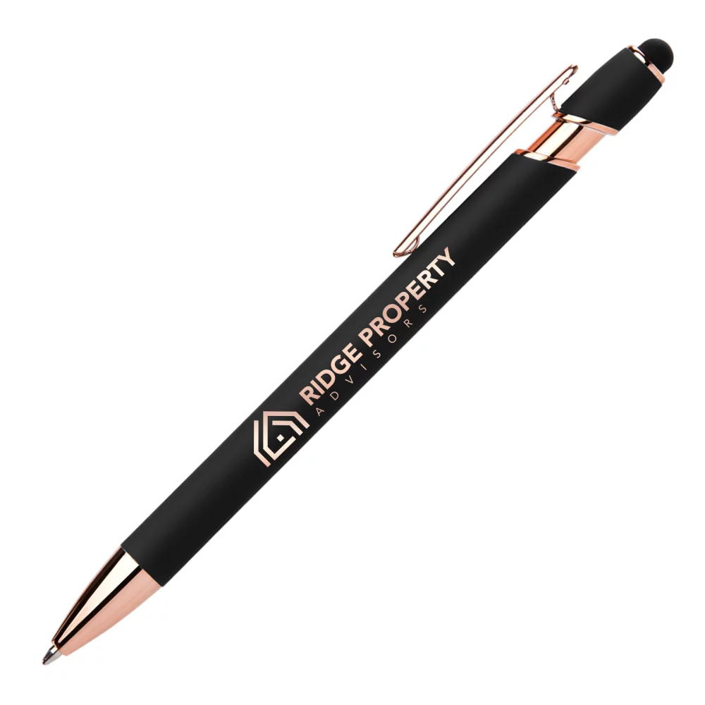 Stylo classique Ellipse Softy Rose Gold avec stylet et miroir laser.