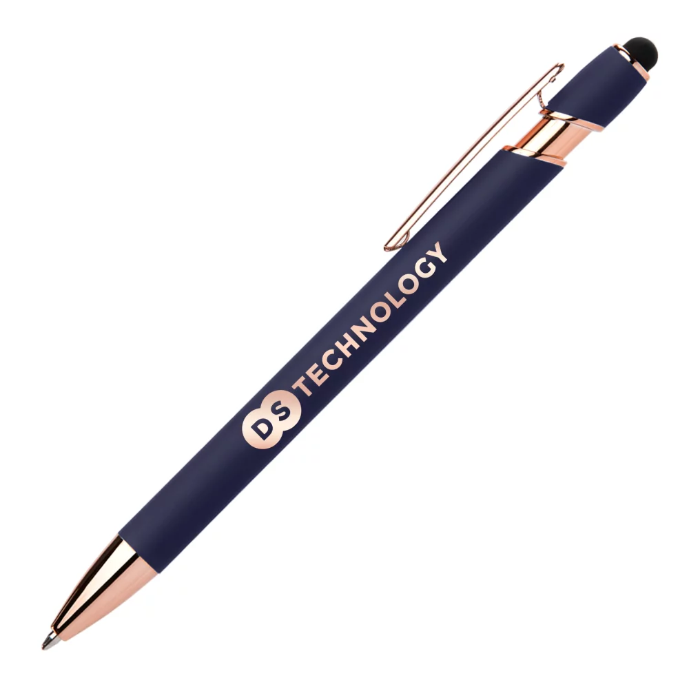 Stylo classique Ellipse Softy Rose Gold avec stylet et miroir laser.