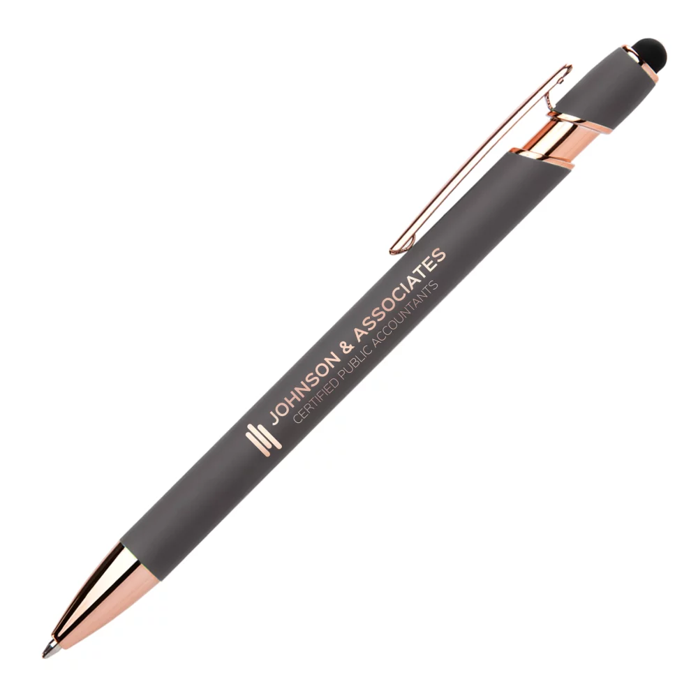 Stylo classique Ellipse Softy Rose Gold avec stylet et miroir laser.