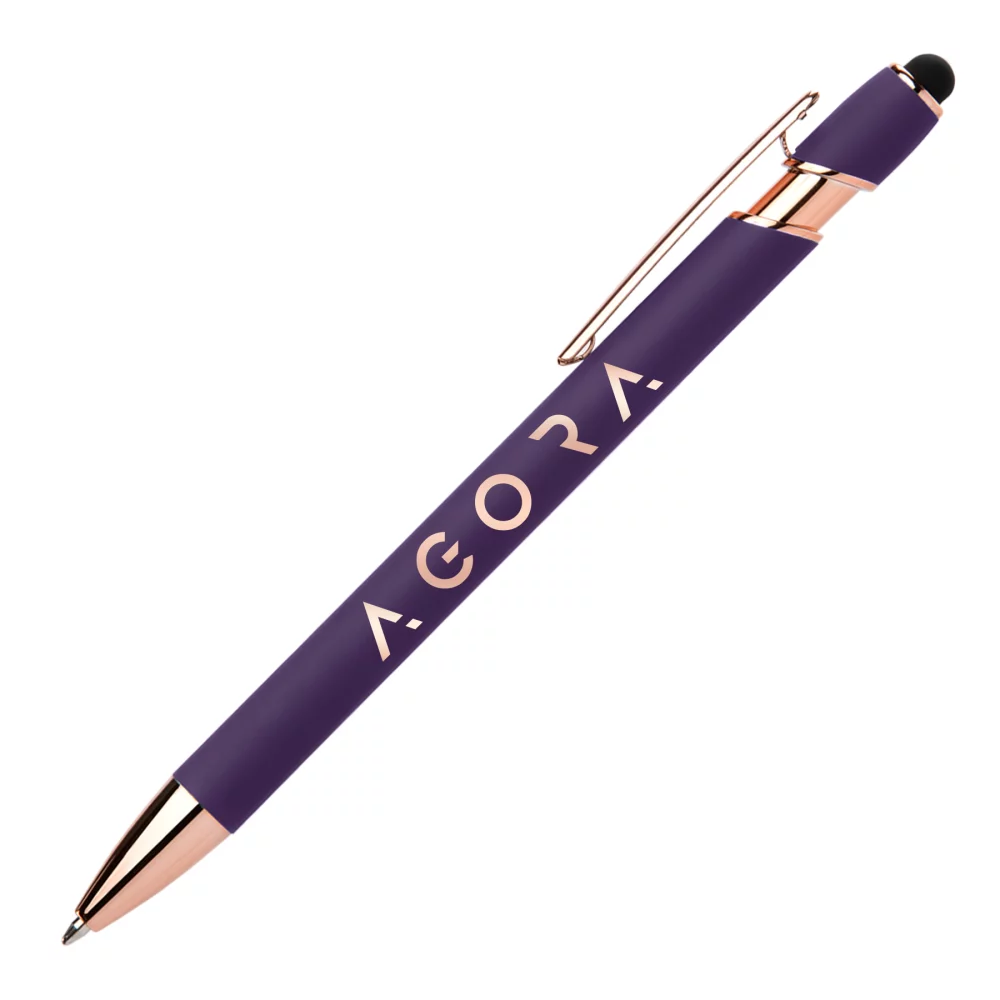 Stylo classique Ellipse Softy Rose Gold avec stylet et miroir laser.