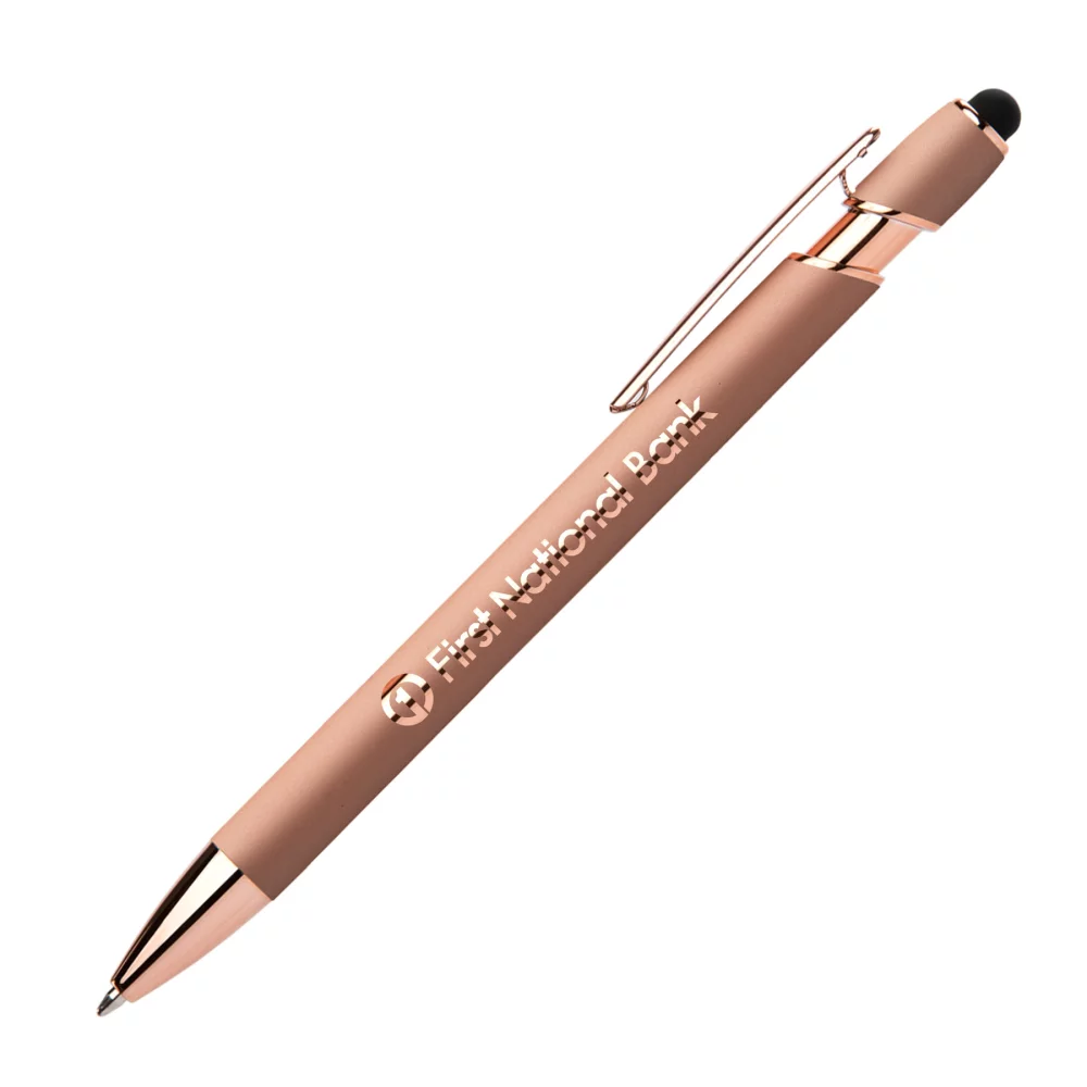 Stylo classique Ellipse Softy Rose Gold avec stylet et miroir laser.