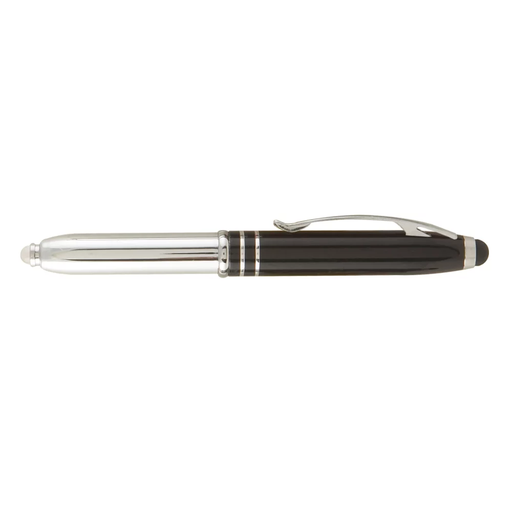 Stylo Vivano Duo avec lumière LED et stylet - Gravure laser - Stylo en métal