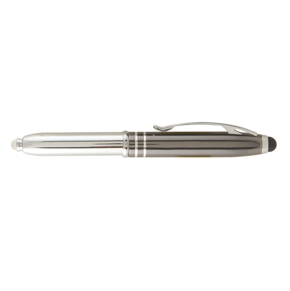 Stylo Vivano Duo avec lumière LED et stylet - Gravure laser - Stylo en métal