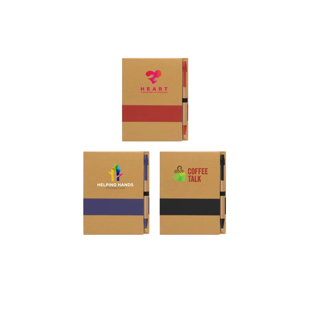 Kolbert - Bloc-notes à couverture recyclée avec blocs-notes adhésifs et stylo Kraft - ColorJet