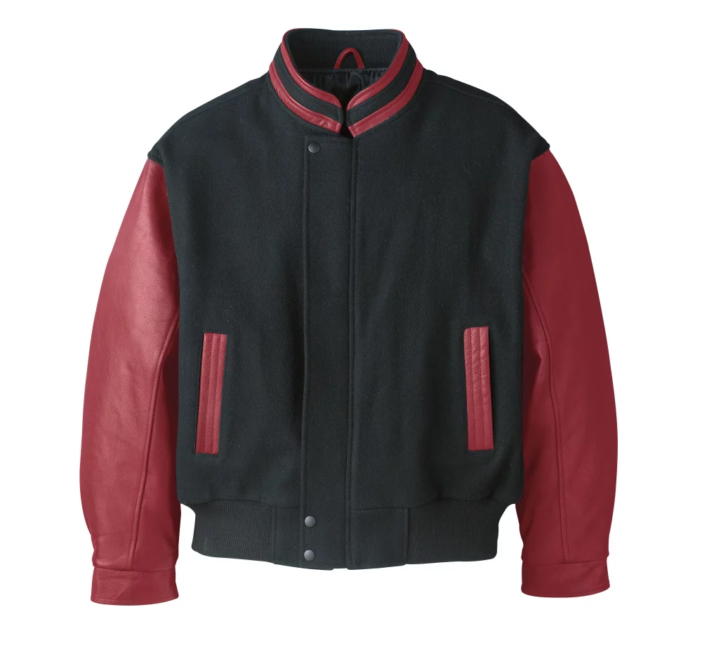 Veste isolée en laine et cuir pour hommes diplômés