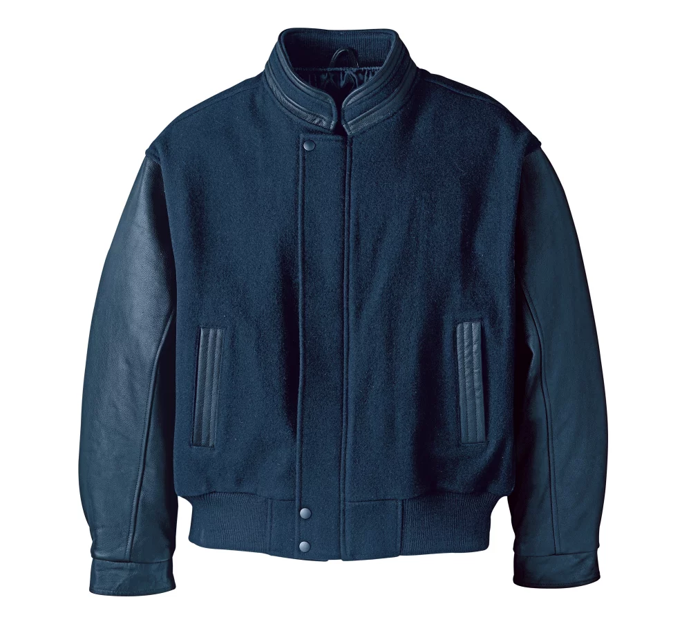 Veste isolée en laine et cuir pour hommes diplômés