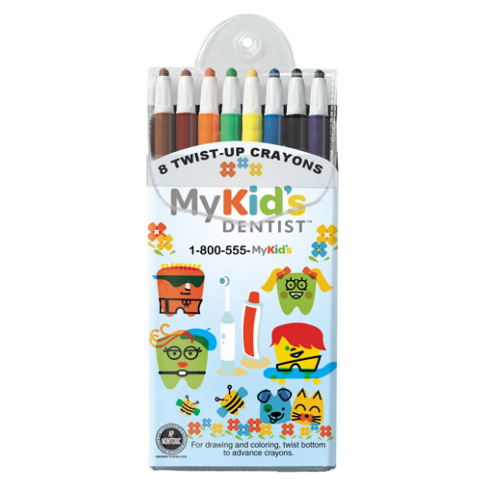 Crayons Twist SimpliColor - Ensemble de 8 crayons avec insert avant en couleur complète.
