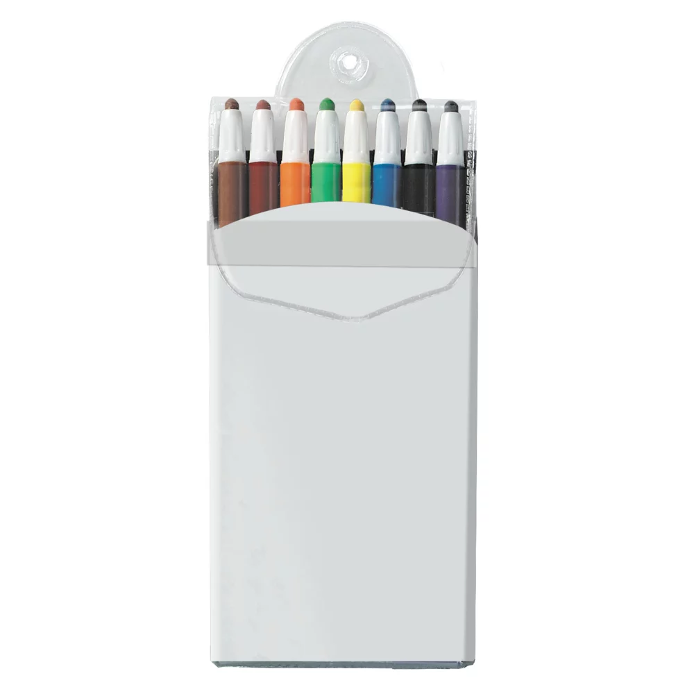 Crayons Twist SimpliColor - Ensemble de 8 crayons avec insert avant en couleur complète.