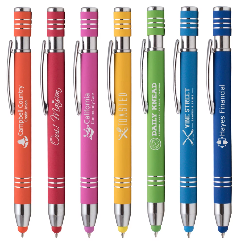 Marin Softy avec stylet - Gravure laser - Stylo en métal