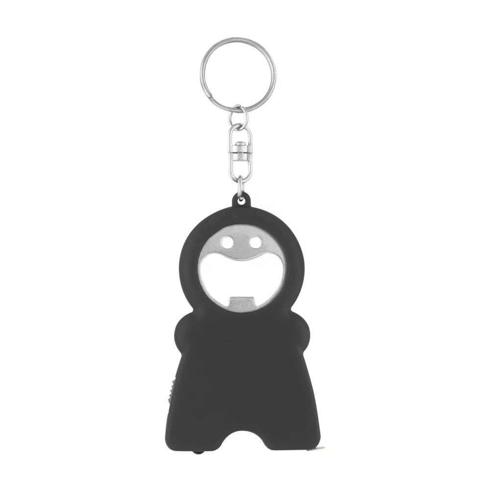 Outil polyvalent - Porte-clés 4-en-1, décapsuleur, lampe de poche LED, mètre ruban de 3 pieds