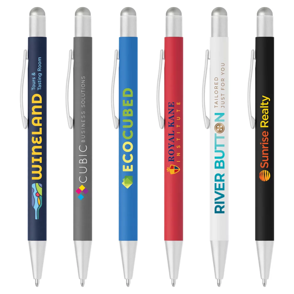 Stylo en métal Bowie Softy Satin avec stylet - couleur pleine