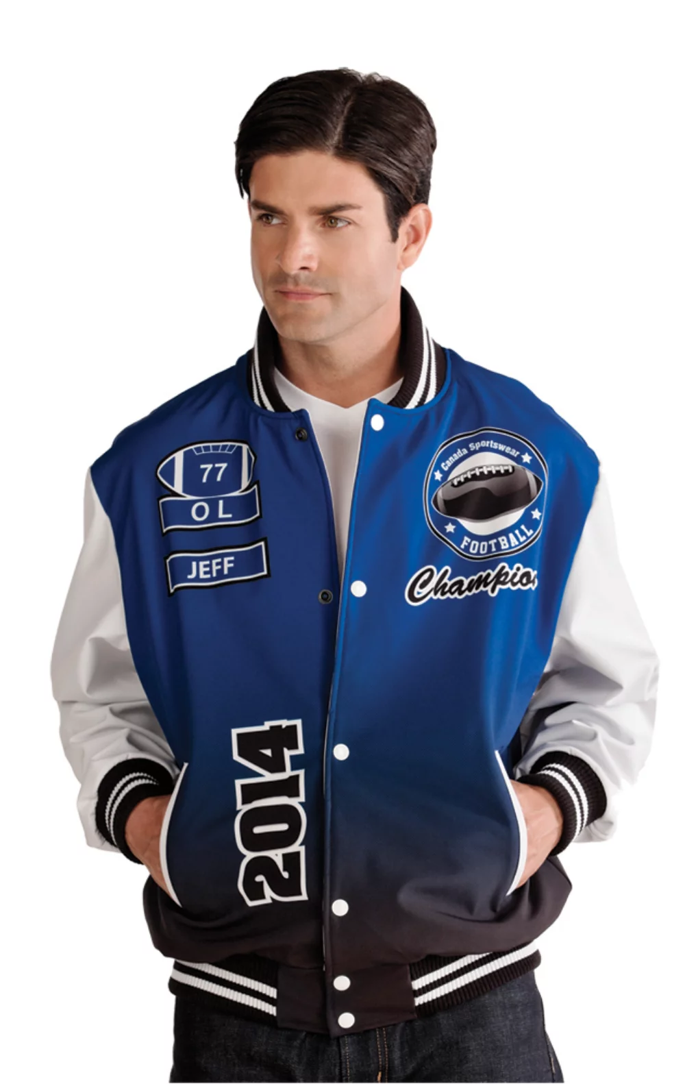 Veste de style varsity pour hommes personnalisée par sublimation