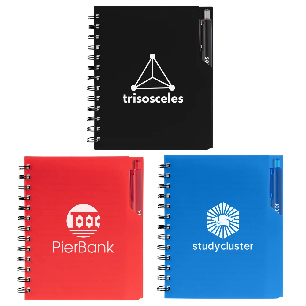 Cahier à spirale robuste en A5 avec stylo recyclé