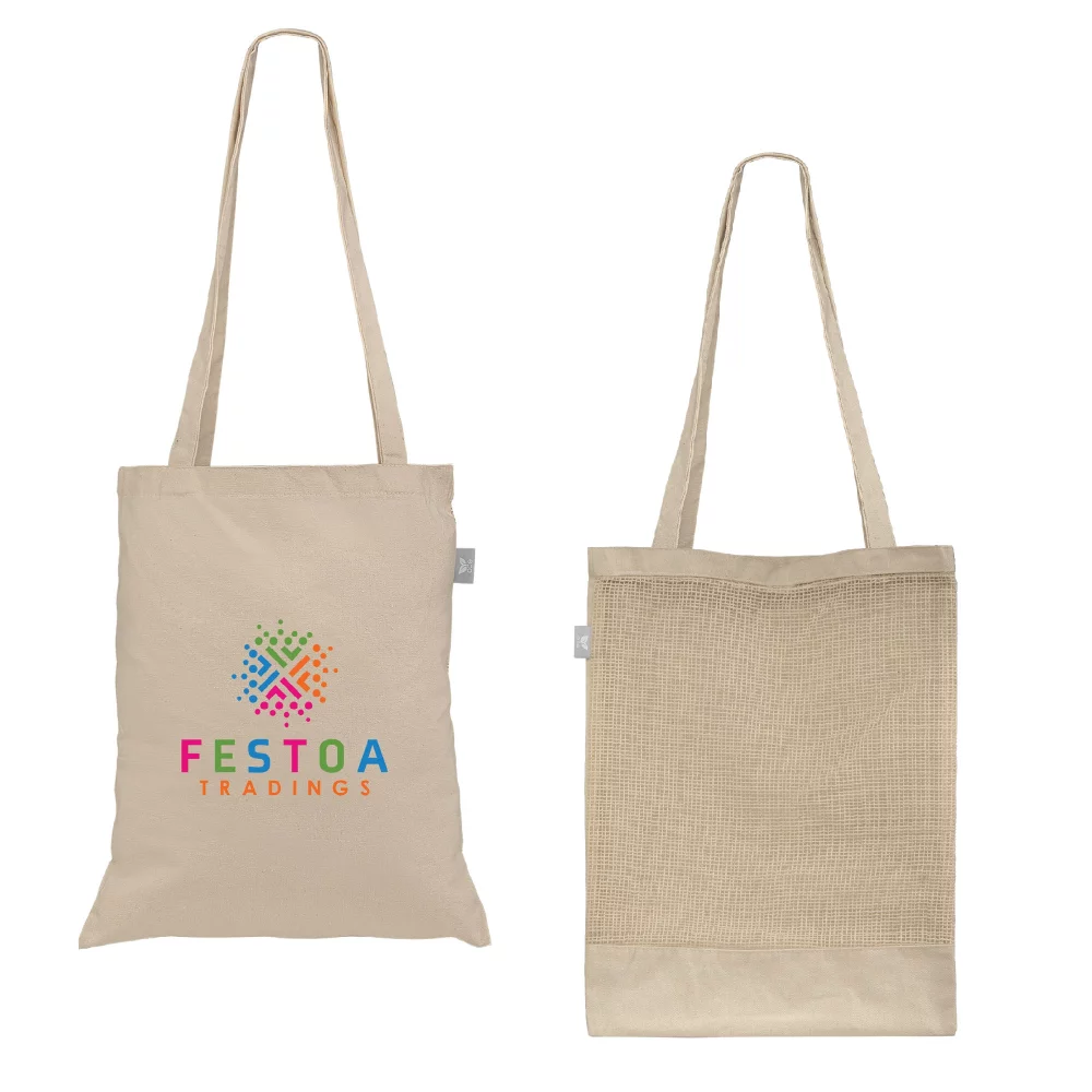 Récolte - Sac fourre-tout en coton recyclé de 8 oz et en filet - ColorJet