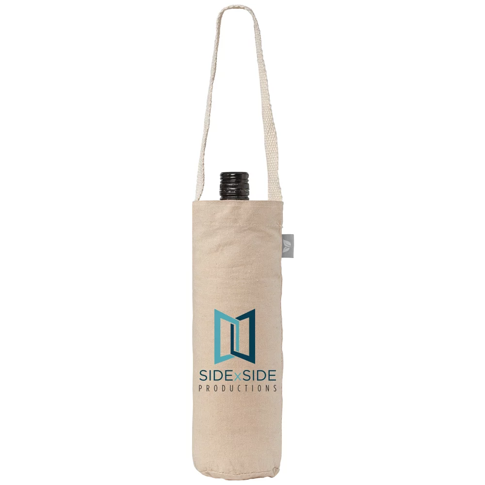 Sac pour une bouteille de vin - Mélange de coton recyclé de 6 oz - Transfert de chaleur