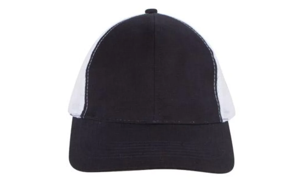 Trucker Style Brushed Cotton Cap w/Mesh Back
