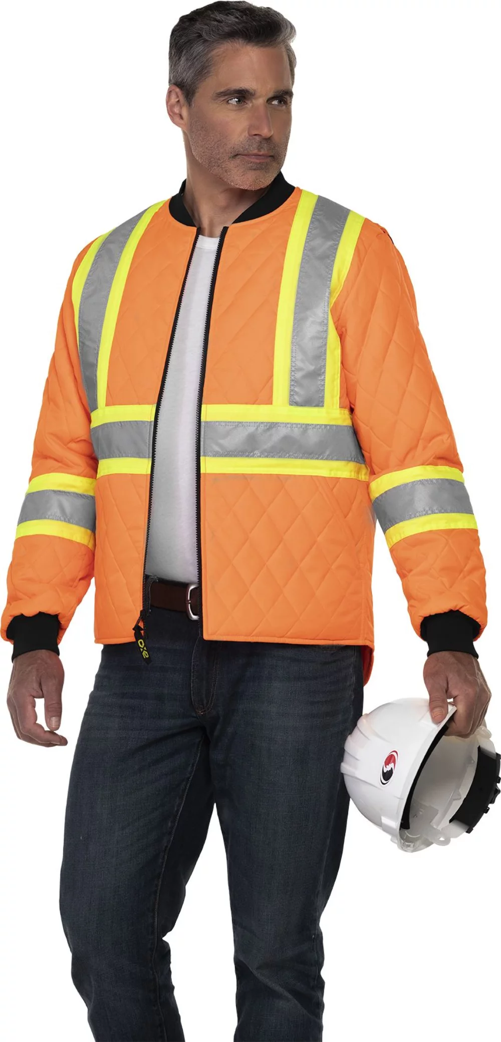 Veste matelassée avec bandes réfléchissantes haute visibilité