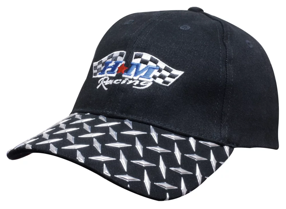 Casquette en coton lourd brossé avec plaque à damier sur la visière