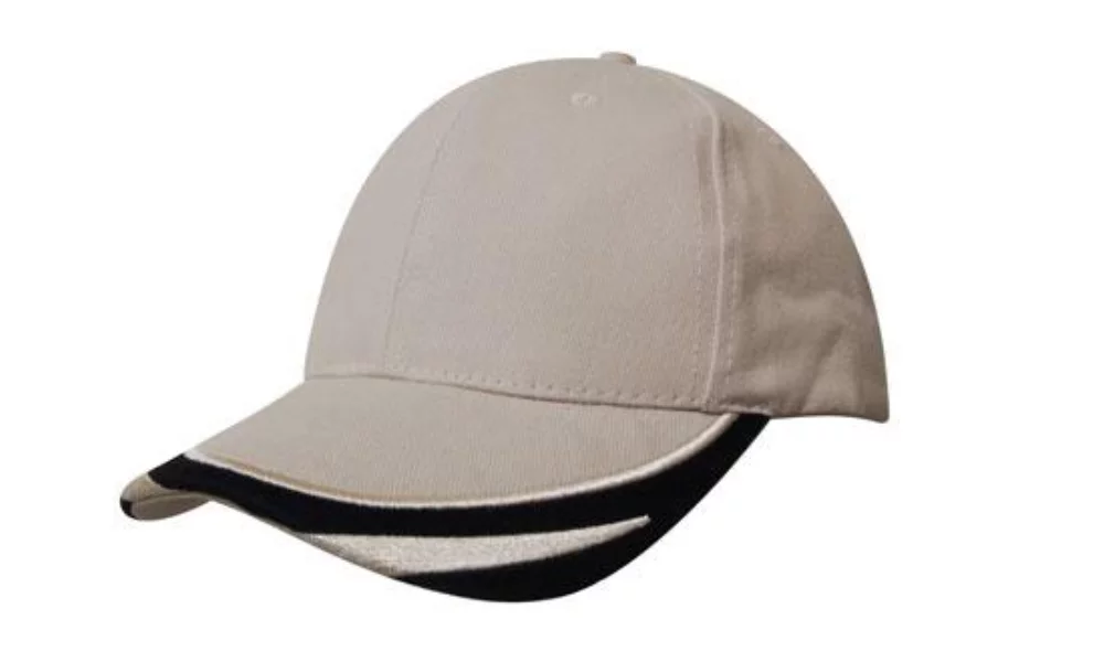 Casquette en coton lourd brossé avec bordure de pic brodée.