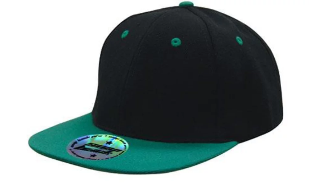 Casquette en sergé américain premium bicolore avec style professionnel à bouton pression à l'arrière.