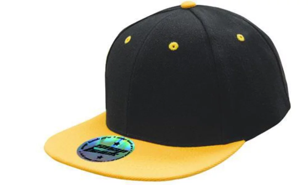 Casquette en sergé américain premium bicolore avec style professionnel à bouton pression à l'arrière.