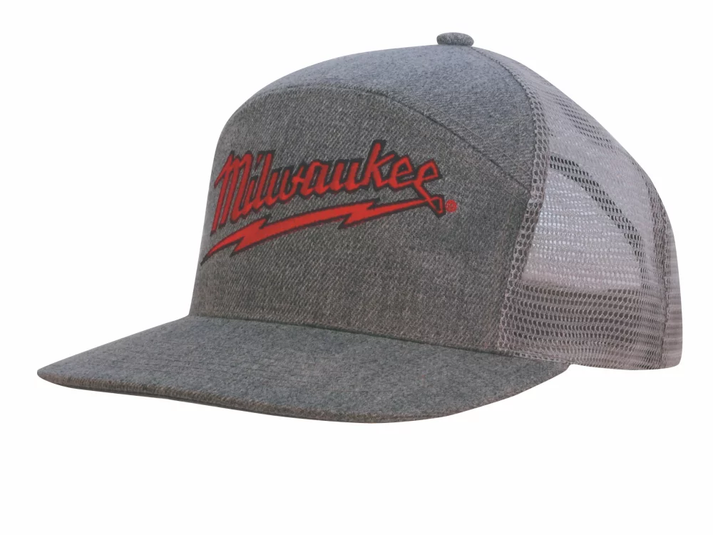 Casquette en sergé américain gris chiné premium avec dos en maille.