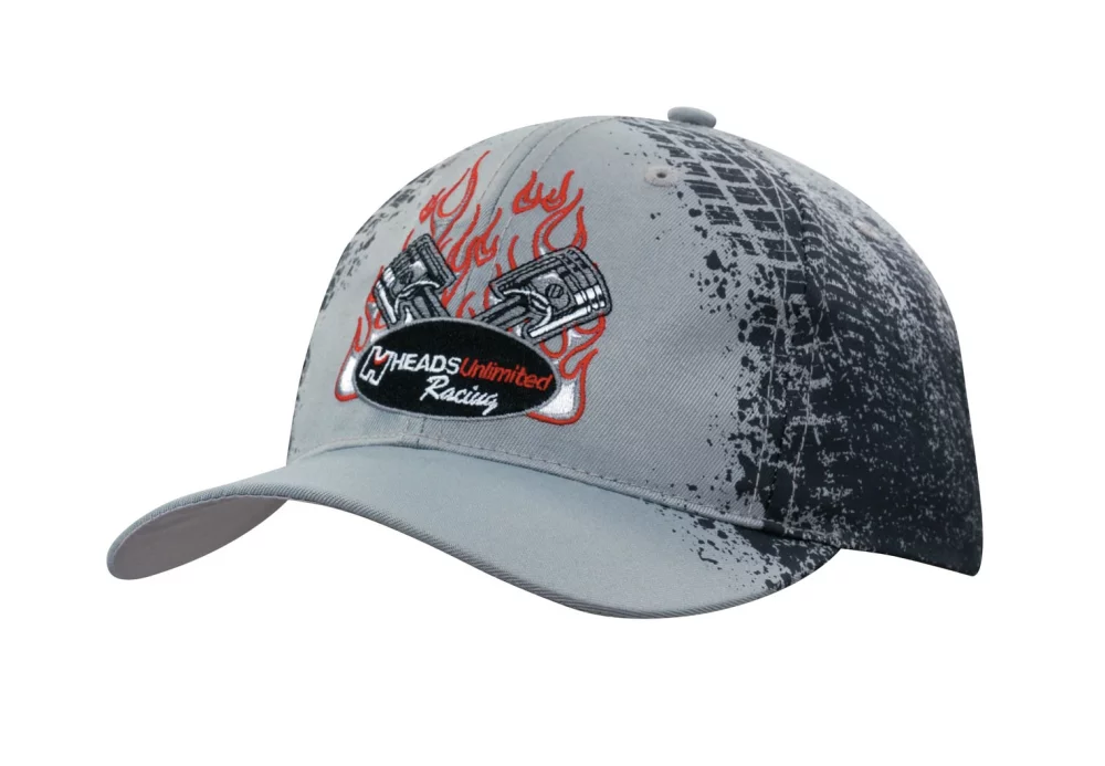 Casquette en sergé de polyester respirant avec impression de pneu