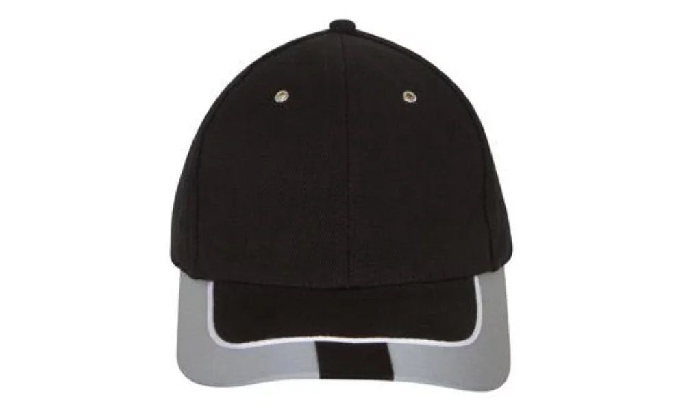 Casquette en coton brossé épais avec bordure réfléchissante et languette sur la visière