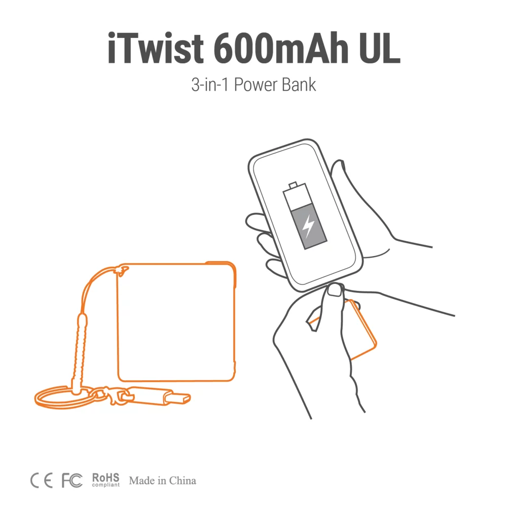 Batterie externe iTwist 600mAh UL 3-en-1