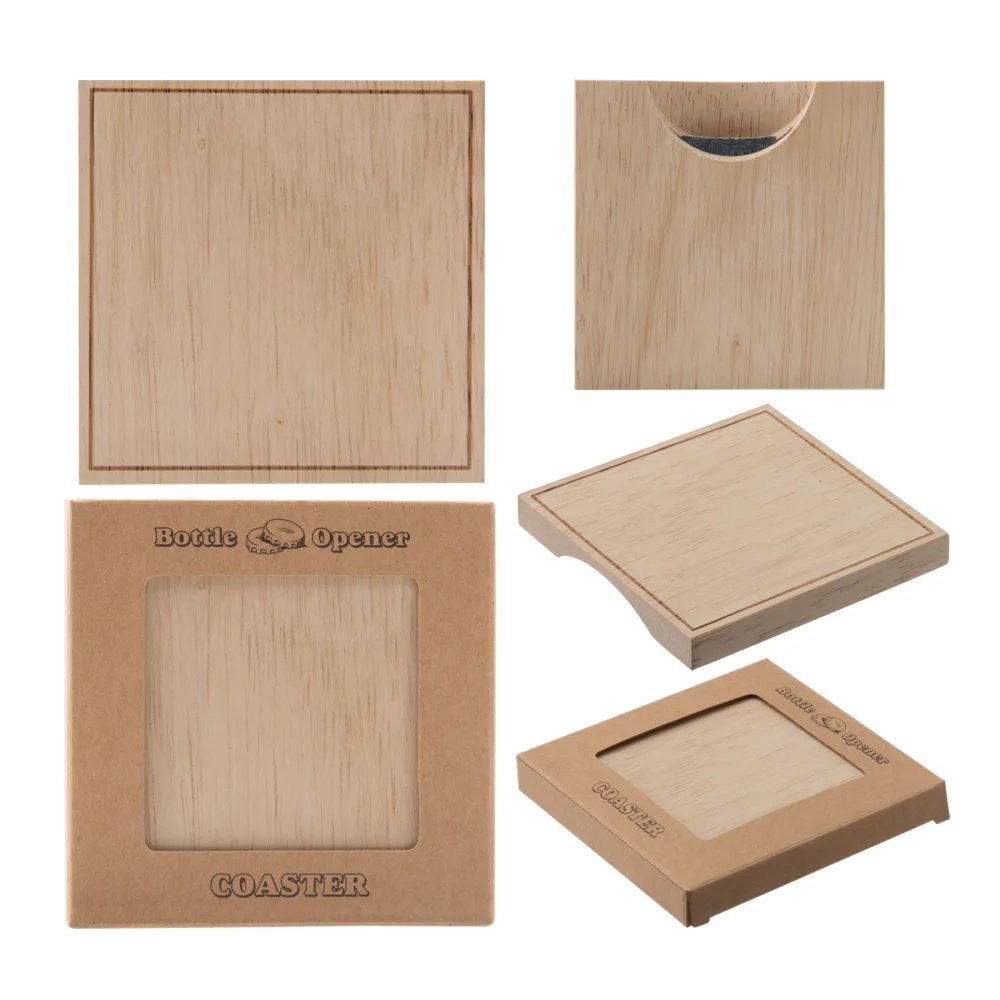 Sous-verre ouvre-bouteille en bois