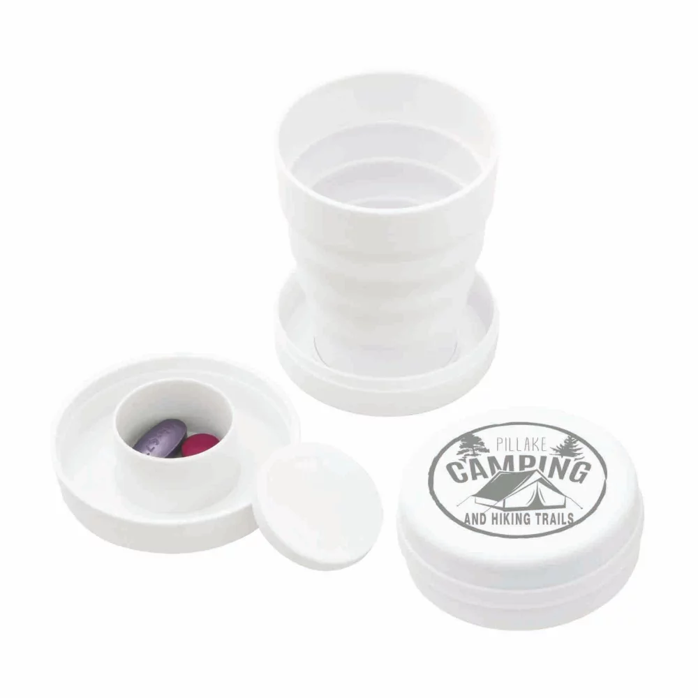 Tasse pliable de 3 1/2 oz avec pilulier