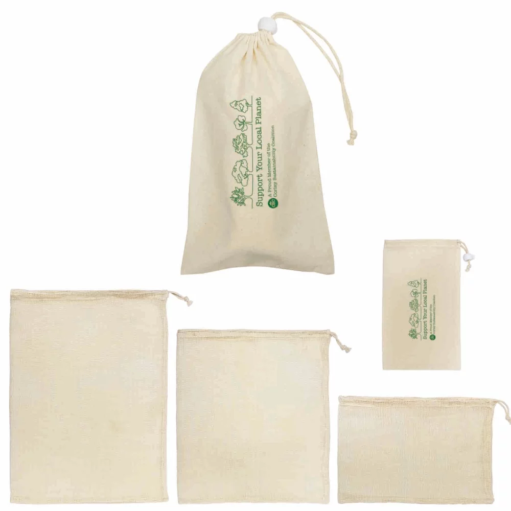 Reusable Cotton Mesh Produce Bag Set