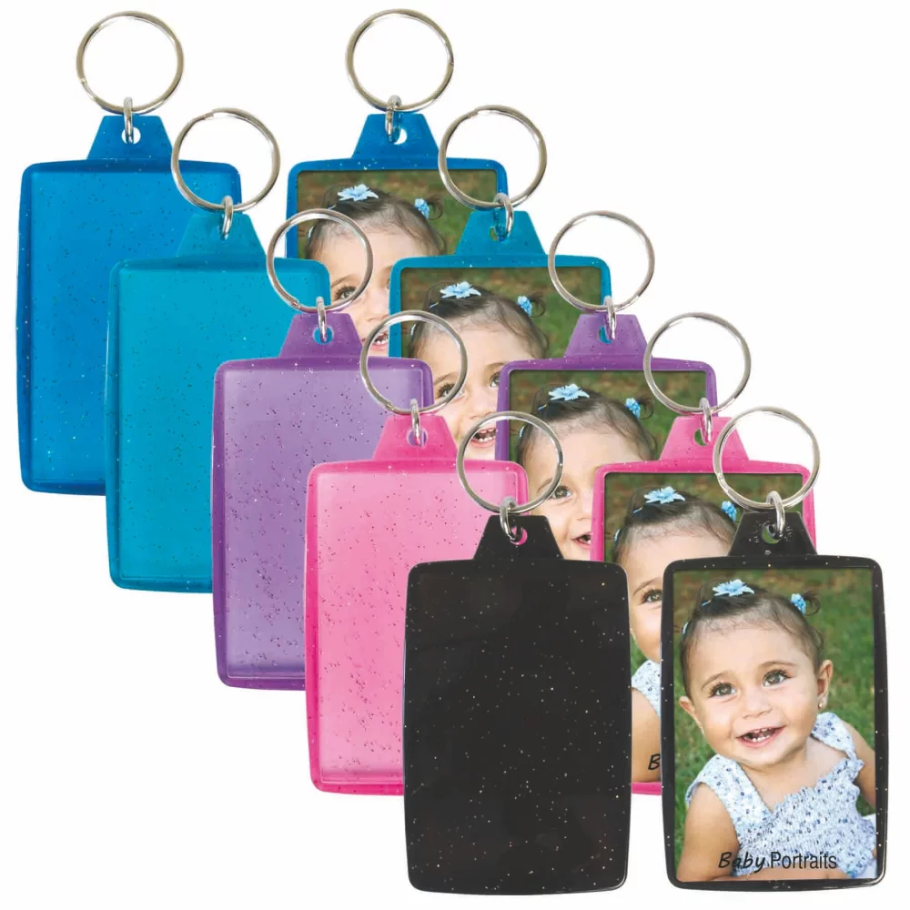 Porte-clés transparent étincelant à encliqueter