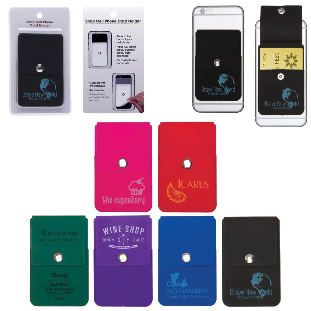Snap Cell Phone Card Holder w/Packaging