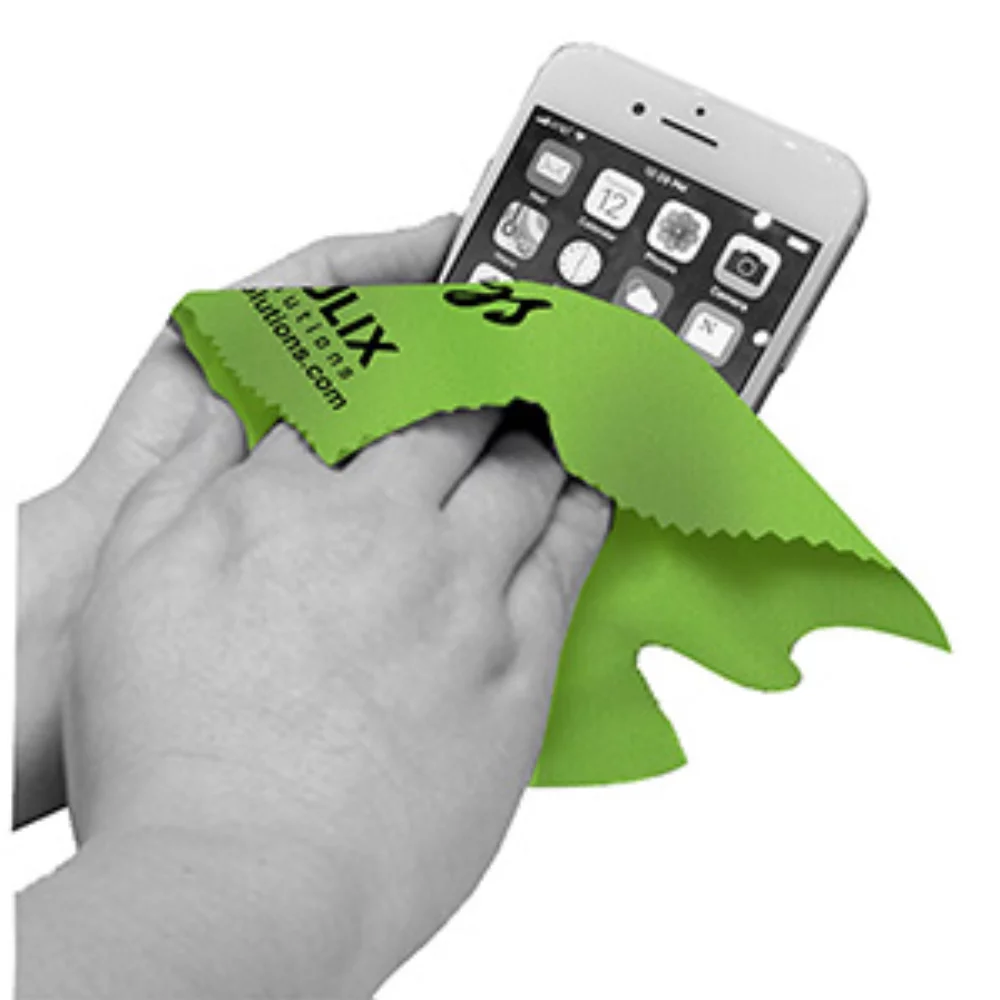 Chiffon de nettoyage en polyester recyclé RPET 100% microfibre "OneCleanScreen" 6" x 6"