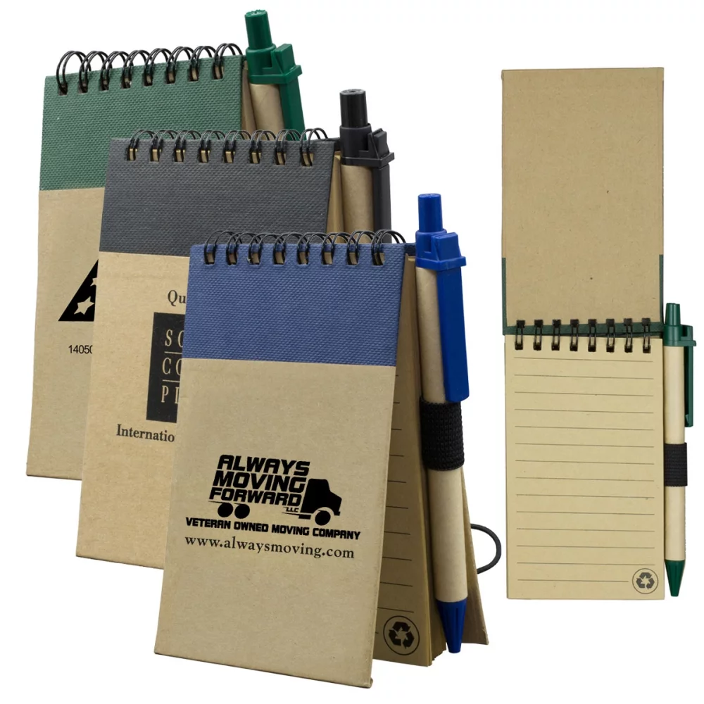 "Arcata" Recycled Jotter Notepad Notebook w/Recycled Paper Pen