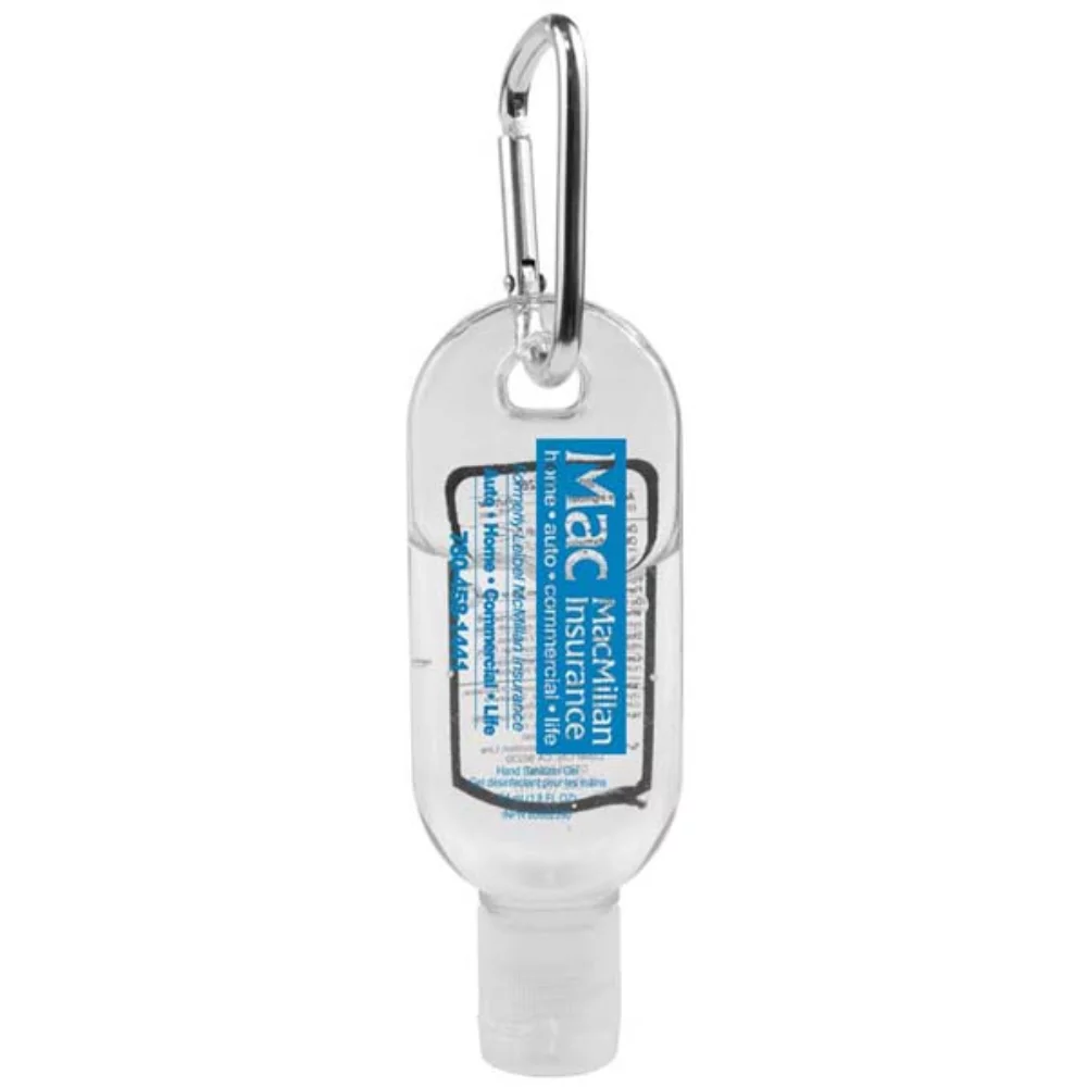 1.8 Oz Hand Sanitizer Antibacterial Gel In Flip-Top Bottle With Carabiner